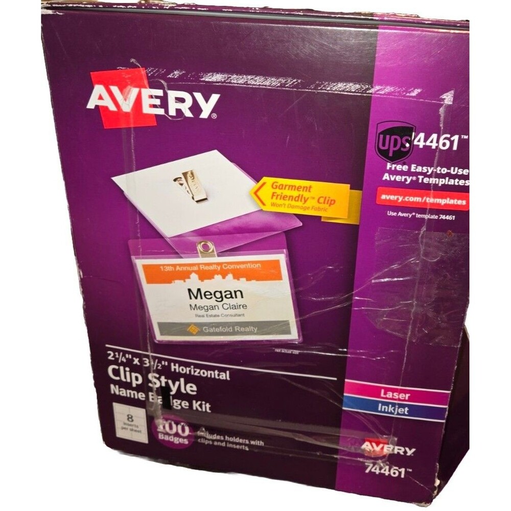 Avery 74461 - 90 Clip Style Name Badge Kit - 2.25" x 3.5" Horizontal